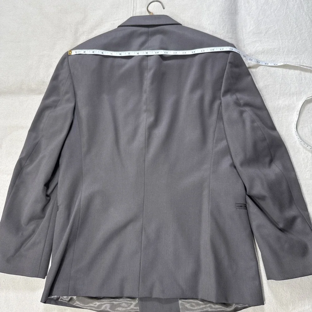 Andre Villard Men's Charcoal Gray Blazer Size 40S 100% Wool Double Breasted